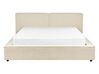 Corduroy EU King Size Bed Beige LINARDS_876120