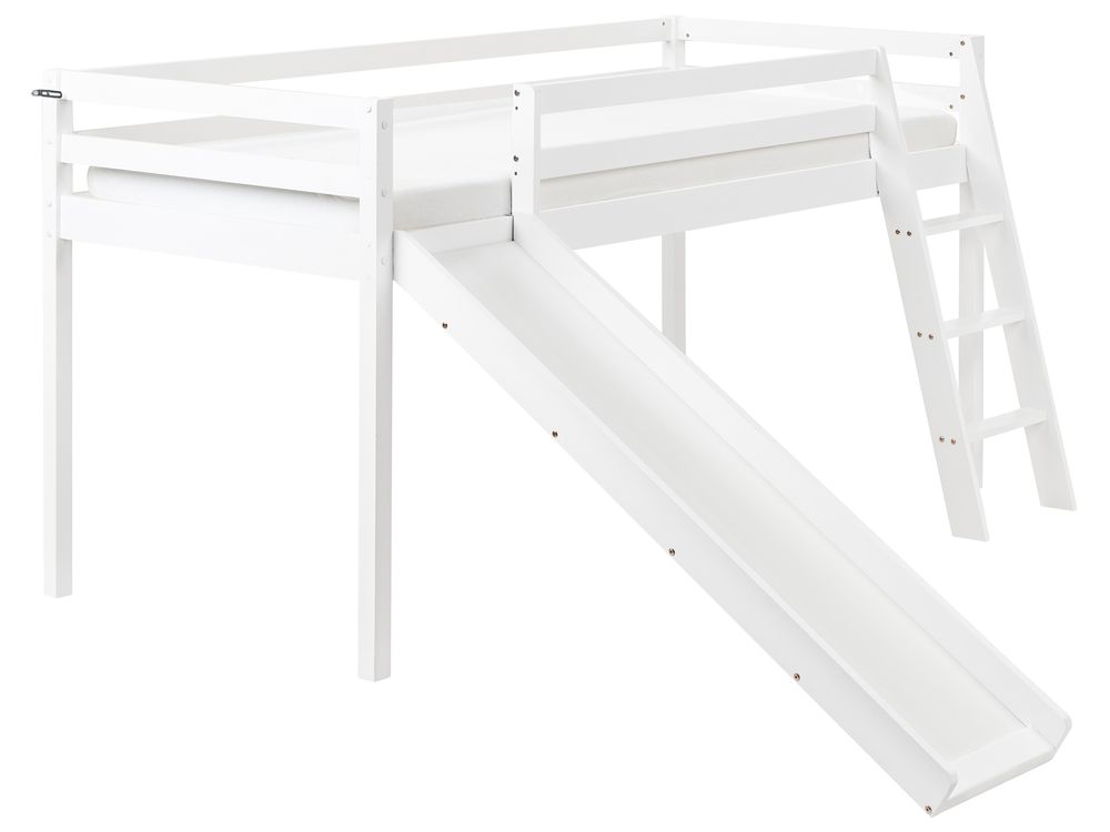 Cama de meia altura Madeira de pinho STAPLE 90 x 200 cm com escorrega Branco