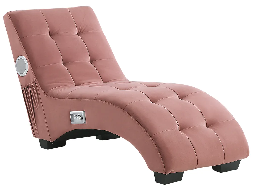 Chaise longue SIMORRE con altoparlante Bluetooth integrato Velluto Rosa pastello_823100