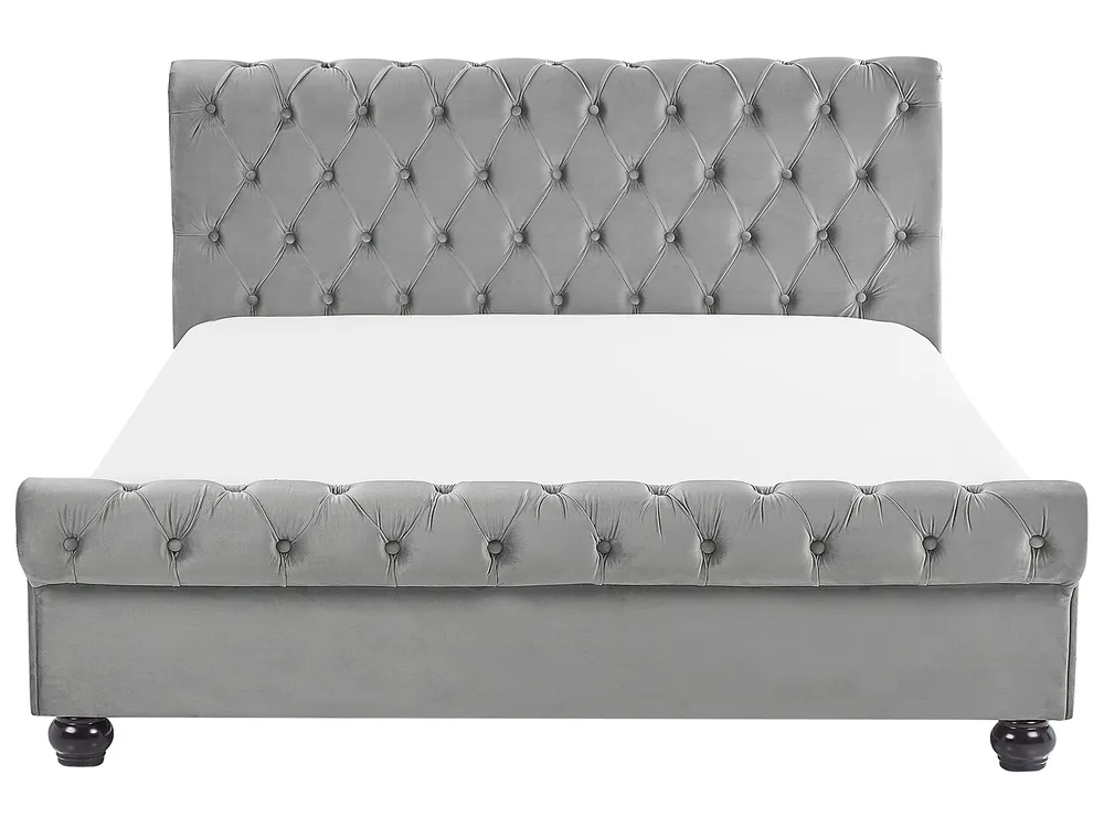 Wasserbett Samtstoff AVALLON 160 x 200 cm Grau_846774