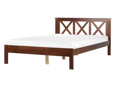 Cama con somier de madera oscura 140 x 200 cm TANNAY