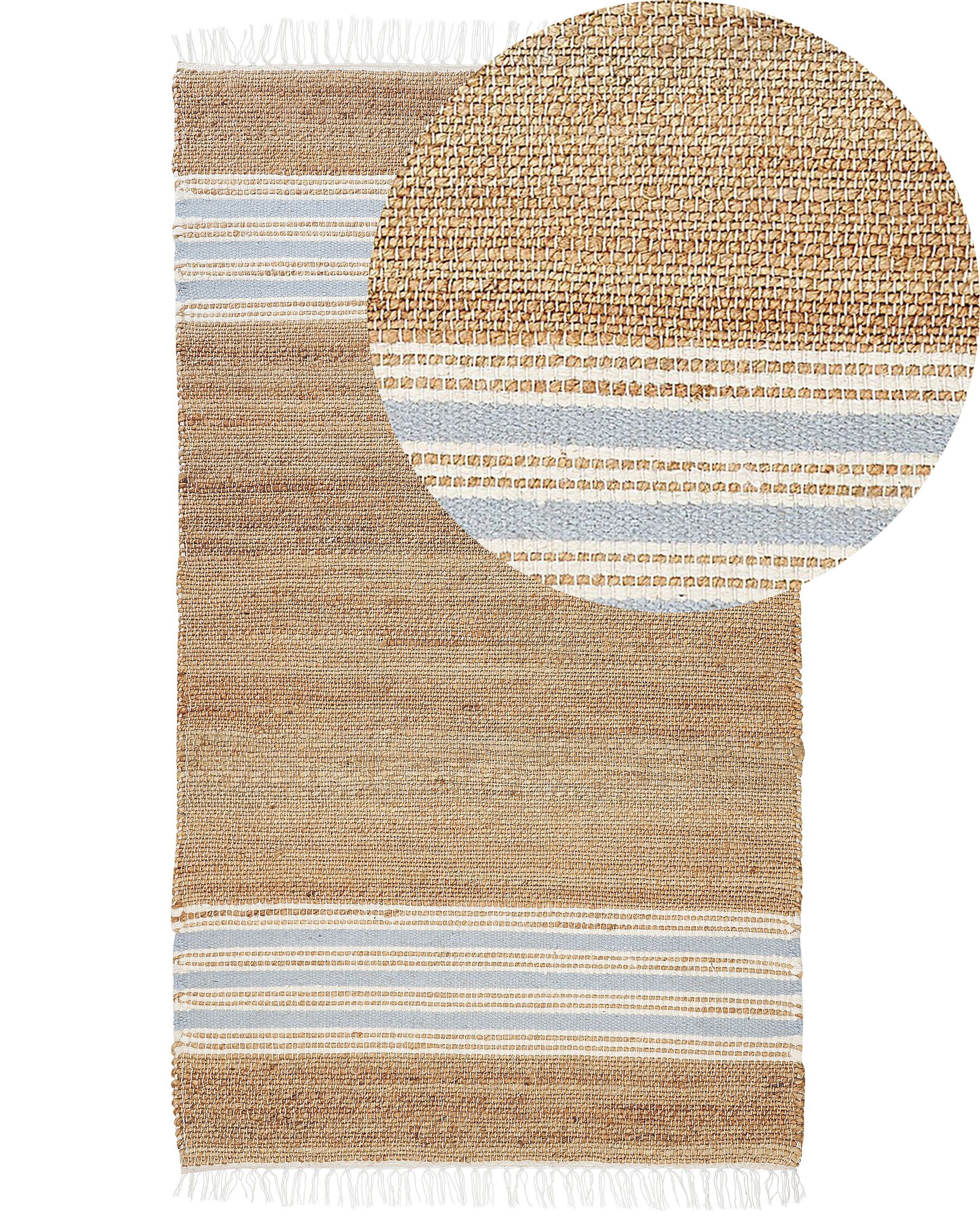 Jute Area Rug 80 x 150 cm Beige and Light Blue MIRZA_847300