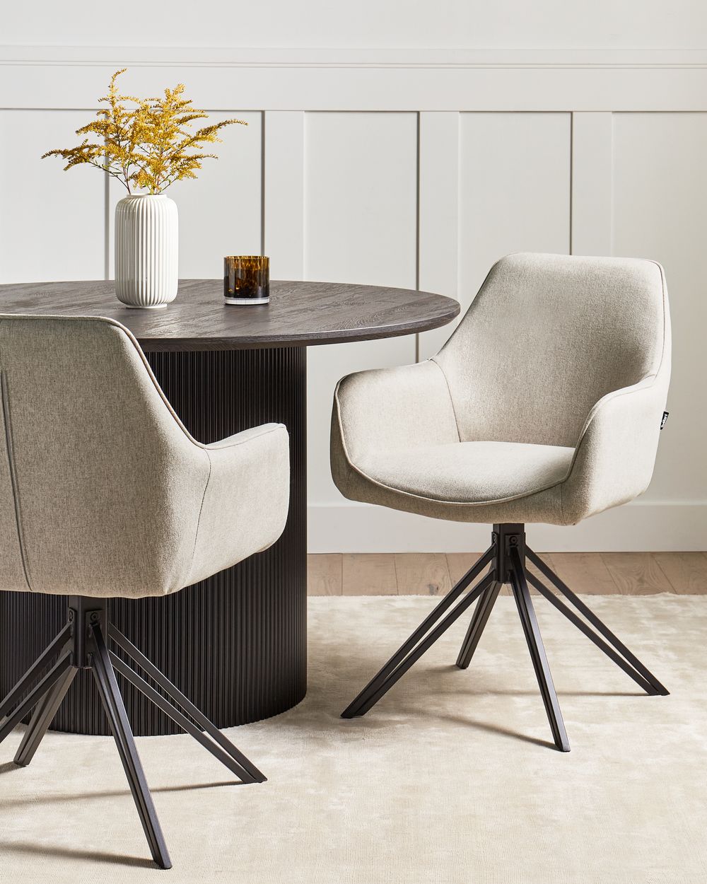 Conjunto de 2 cadeiras de jantar JODAR Tecido Taupe