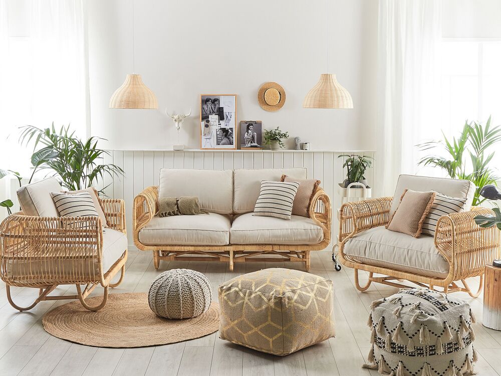 4 Seater Rattan Sofa Set Natural DOLCEDO Beliani