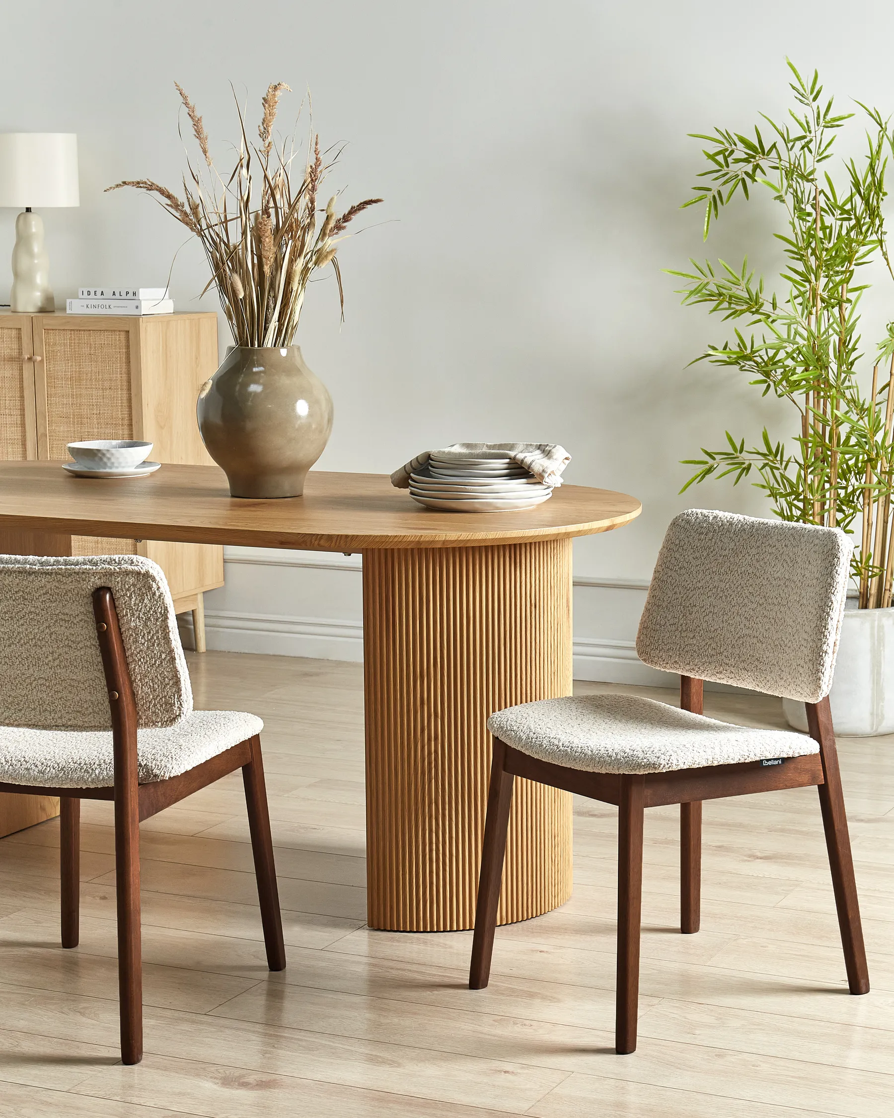 Set of 2 Dining Chairs BLANE Wood Dark Brown/ Beige_945406