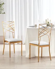 Sæt med 2 spisebordsstole GIRARD Metal Guld_913458
