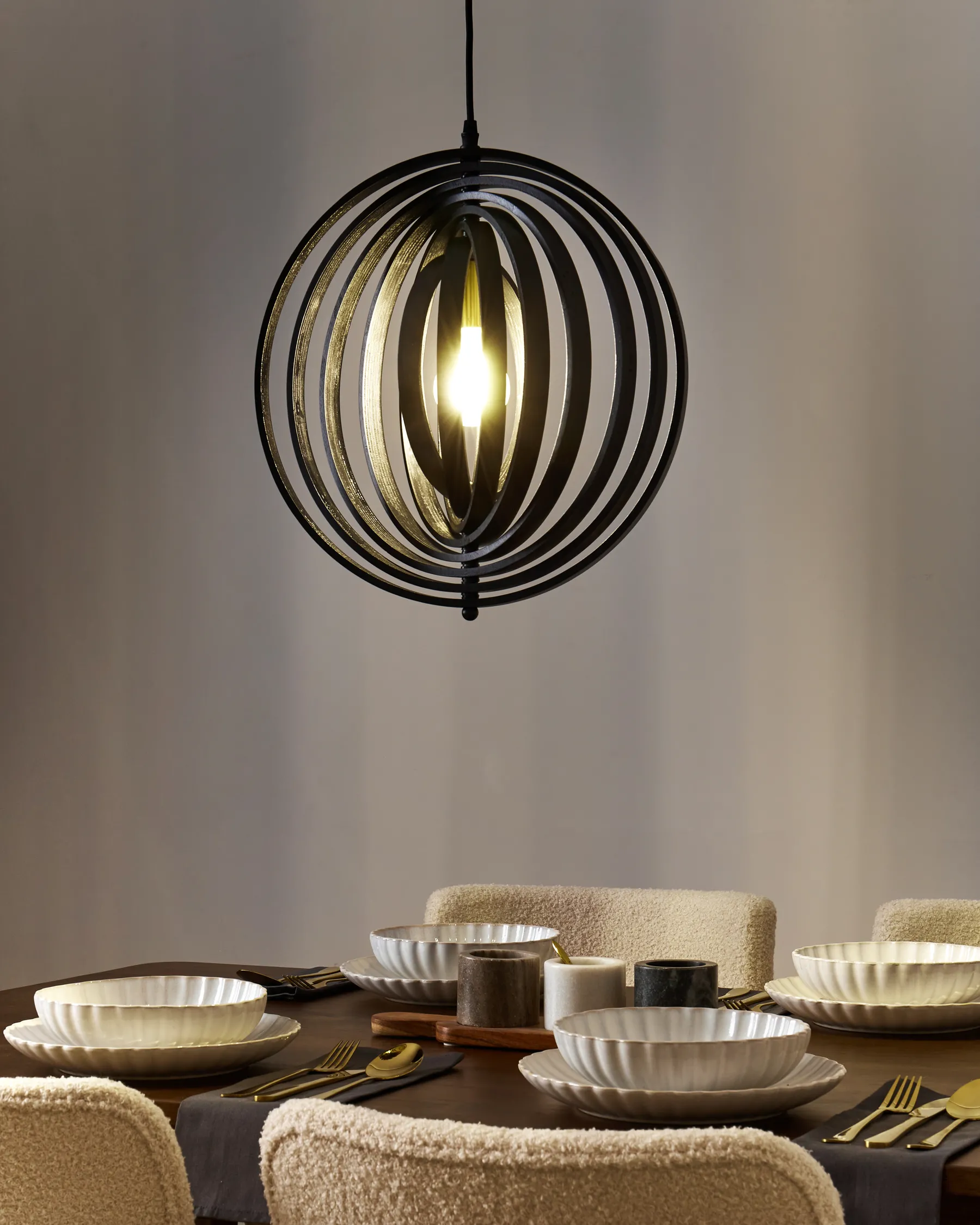 Pendant Lamp MURRELL Poplar Wood Black_967892