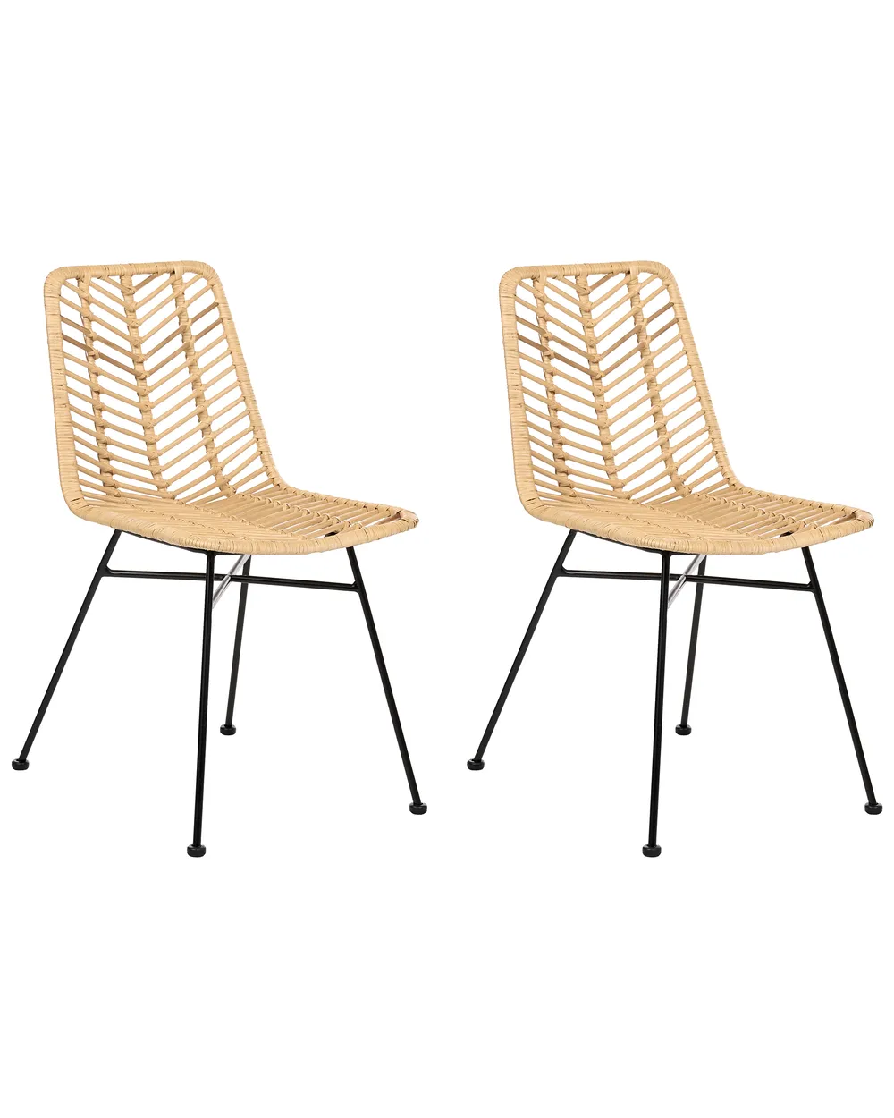 Set of 2 Dining Chairs DILLEY Rattan Natural