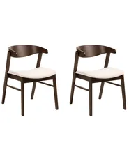 Set of 2 Dining Chairs LILLY Fabric Dark Brown/ Off-White_1065905