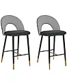 Set of 2 Bar Chairs FALTON Velvet Black/ White