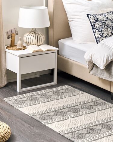 Wool Area Rug 80 x 150 cm Beige and Grey BOZOVA