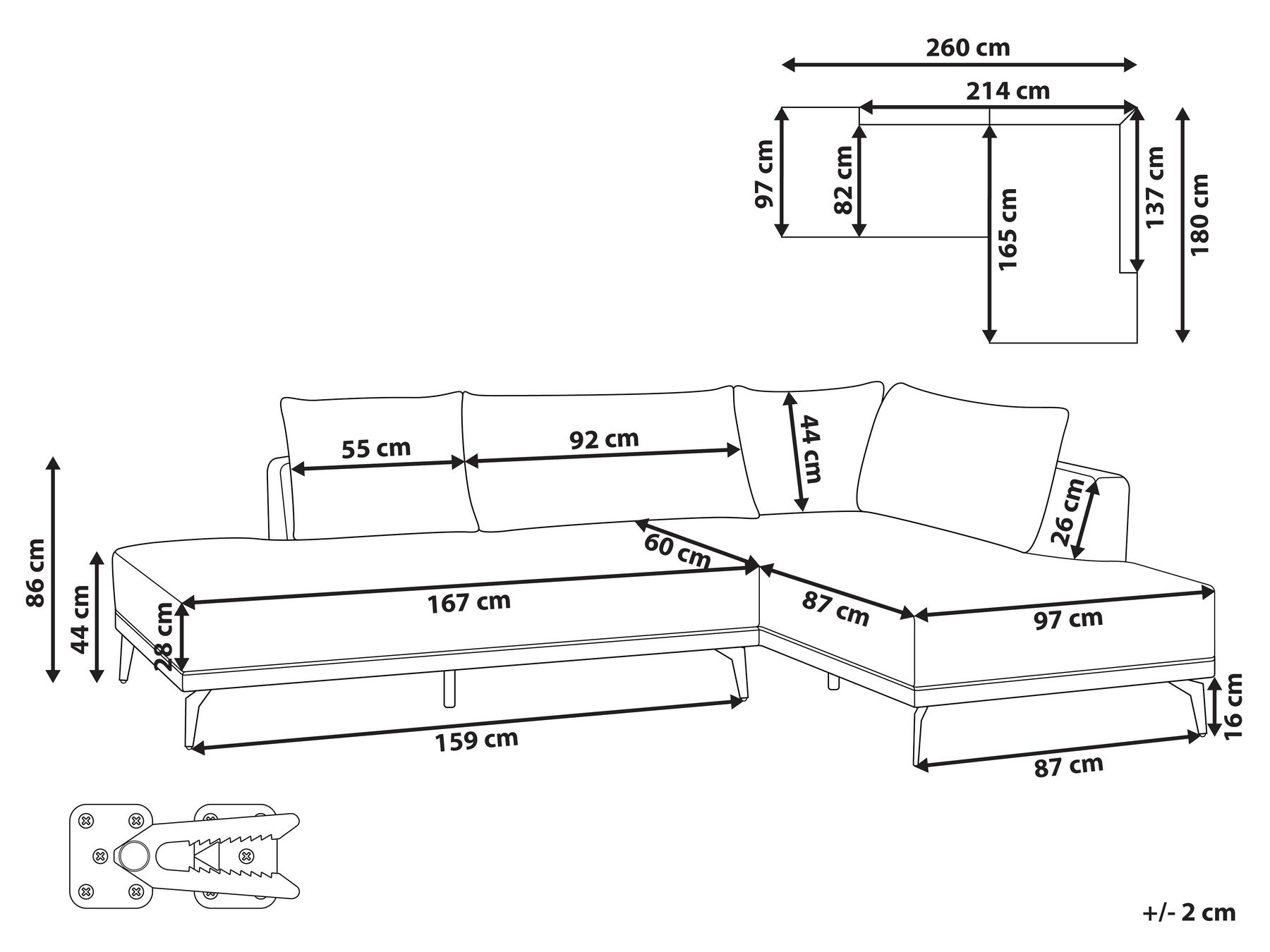 Left Hand Modular Fabric Corner Sofa Grey MYKEN_952057