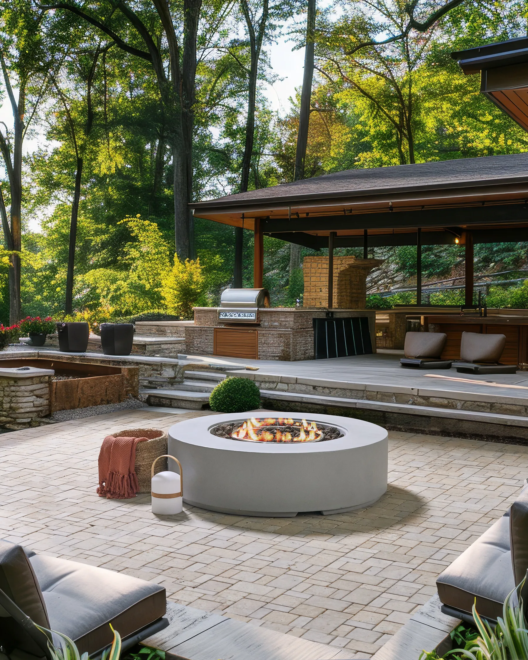 Gas Fire Pit PACAYA Concrete Light Grey_956516