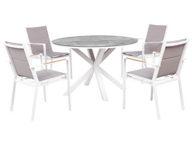 4 Seater Aluminium Garden Dining Set Marble Effect Top Grey MALETTO/BUSSETO