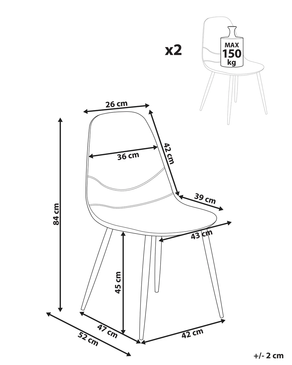 Set of 2 Dining Chairs HILDEN Corduroy White_995177
