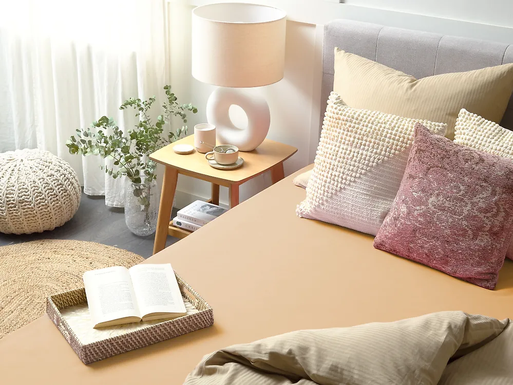 Drap housse JANBU 200 x 200 cm Coton Beige_1180094