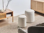 Set of 2 Storage Pouffes BEREA Boucle Off-White_971849