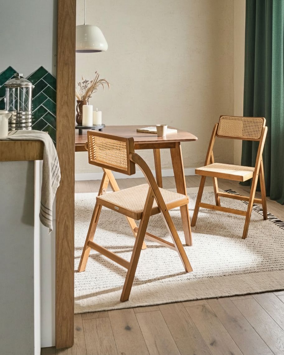 Set of 2 Dining Chairs Folding MODANE Bamboo Wood Brown