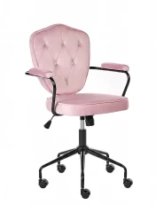 Chaise de bureau VELISSE Velours Rose pastel_1151179