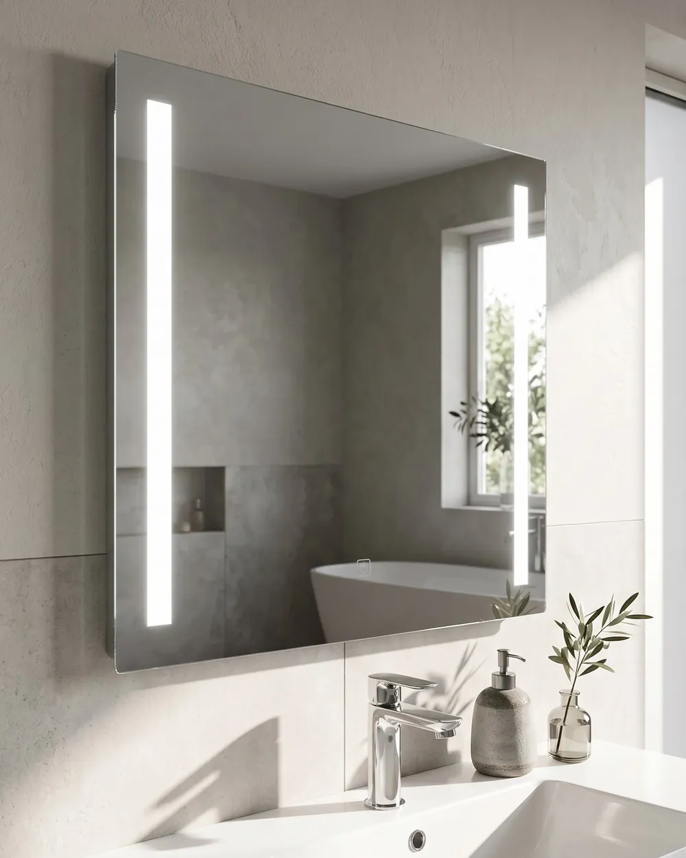 Lustro łazienkowe LED LIRAC 70 cm 60 cm Srebrny