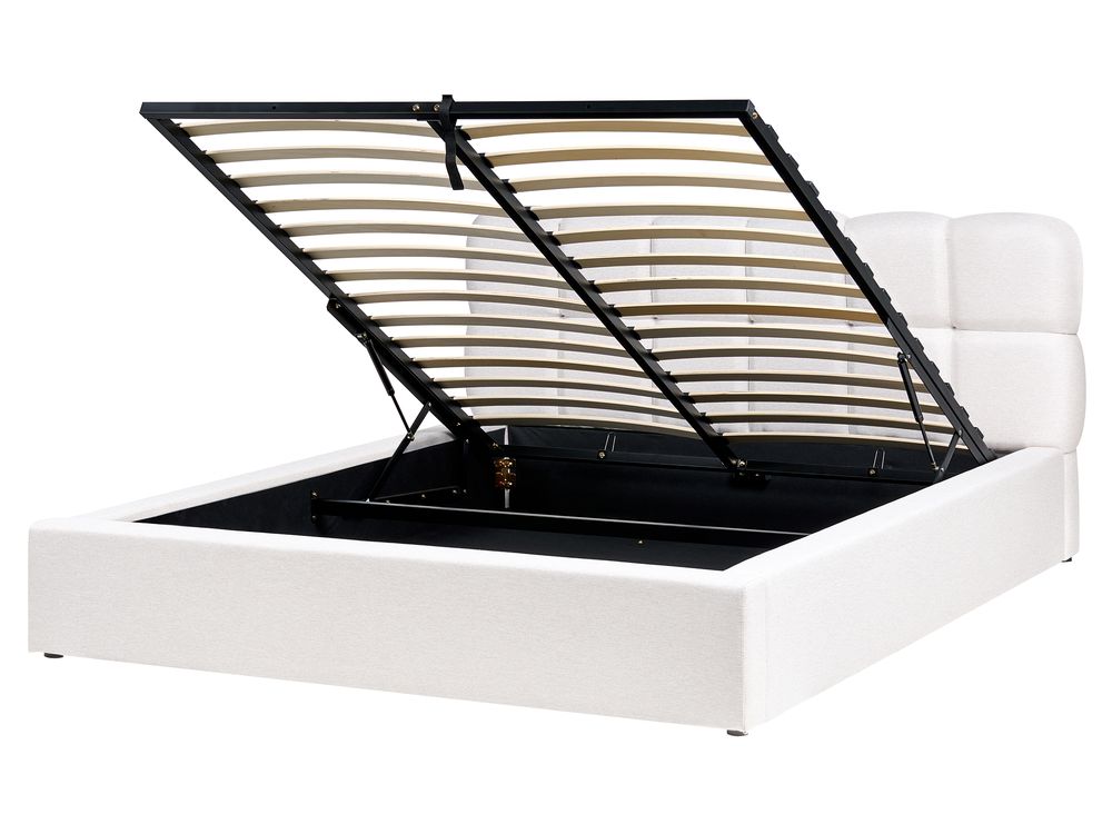 Ottoman Bed BASTON Fabric Off-White 160 x 200 cm (EU King Size)