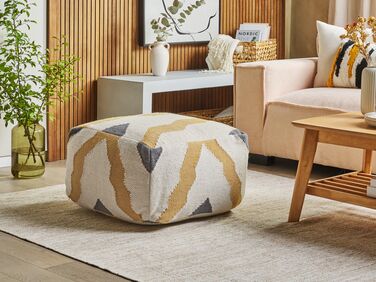 Wool Pouffe Beige and Yellow ZEUGMA