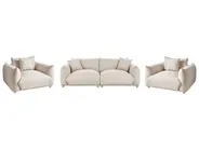 Living Room Set 5 Seater LUVOS Fabric Light Beige_972244