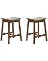 Set of 2 Bar Stools DIXON Wood Dark Brown/ Green