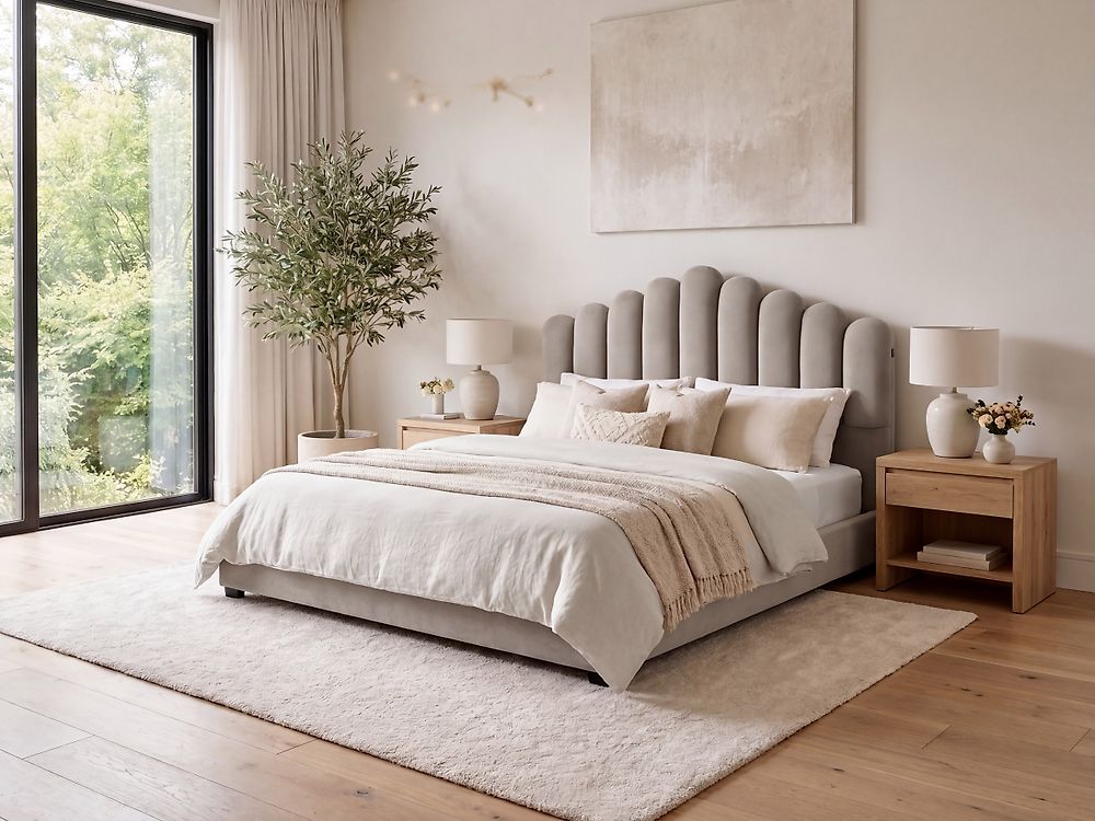 Bed Velvet VINCENNES 180 x 200 cm (EU Super King) Taupe
