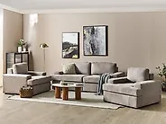 Ensemble de salon 5 places ALLA Tissu Taupe_1187924