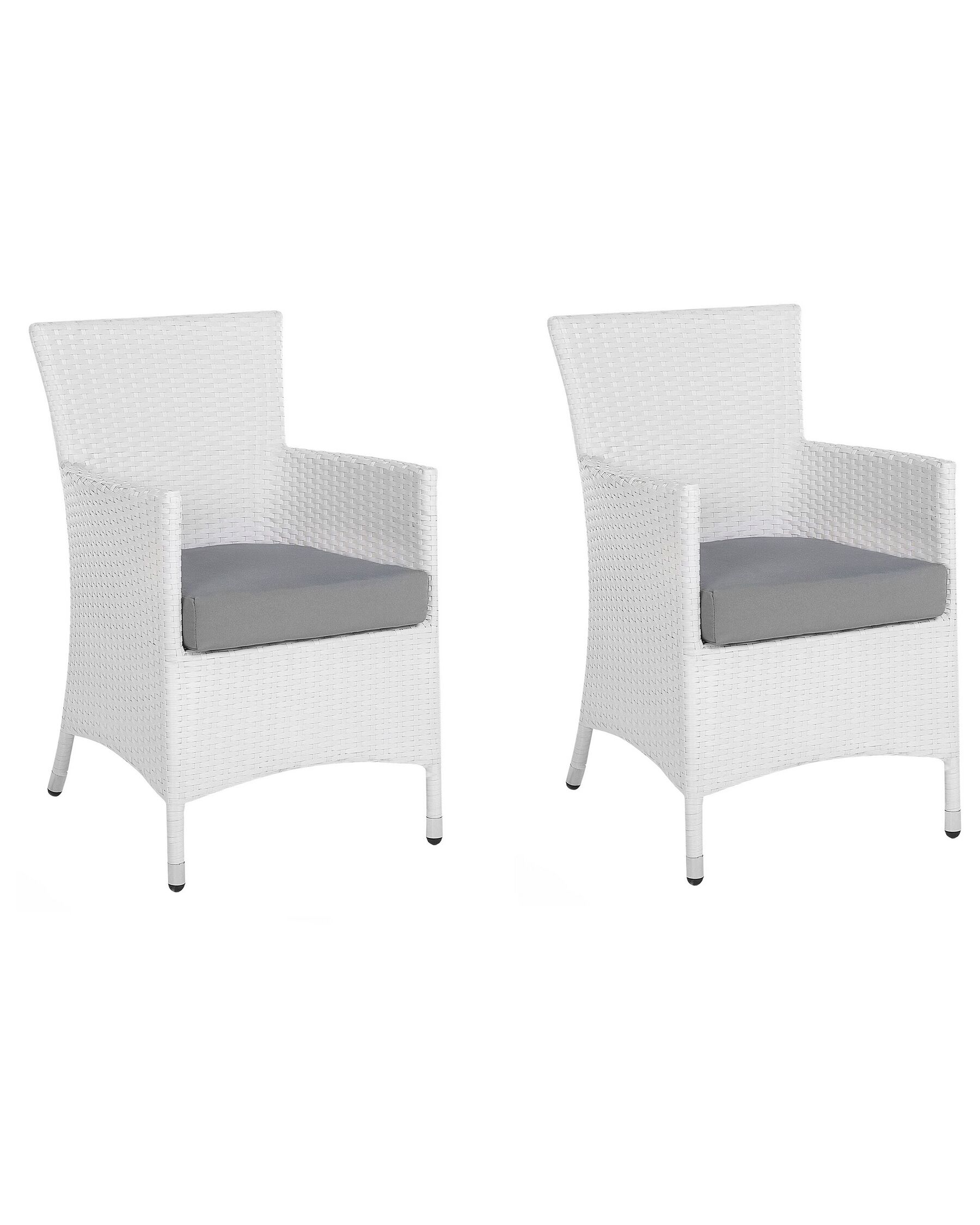 Conjunto de 2 sillas de jardín de ratán blanco/gris ITALY_763669