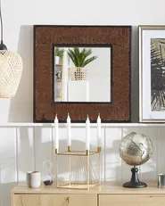 Wall Mirror BOISE 60 cm 60 cm Teak Wood Dark Brown_1079643