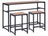 Ensemble de jardin avec table et 2 tabourets en acier noir et bois clair AVETRANA_933526