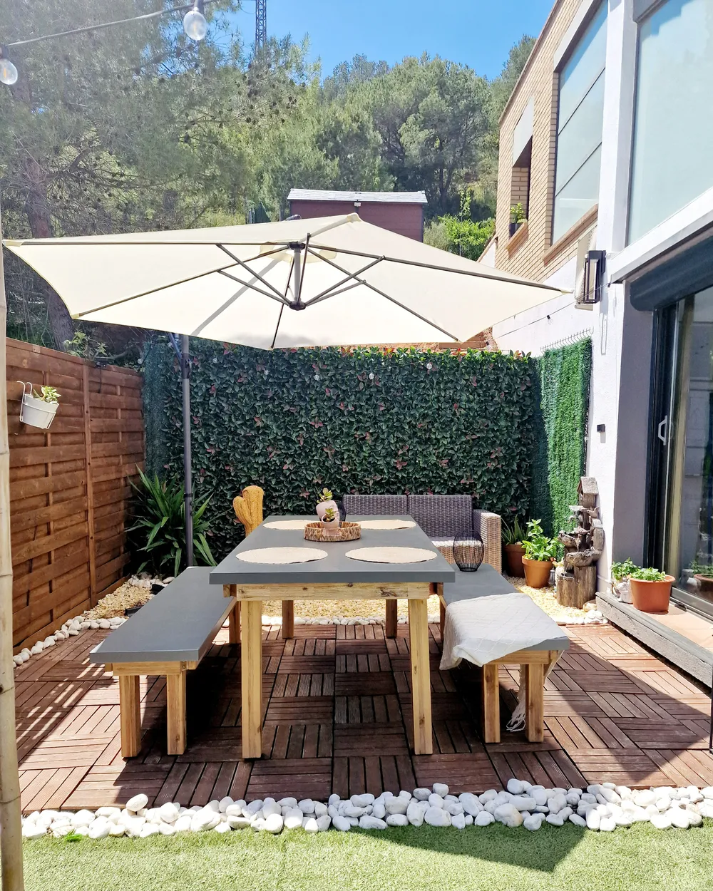Garden Dining Set with Benches 6 Seater OSTUNI Concrete Grey_989098