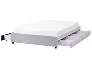 Bed with Storage Drawers without Headboard PRADES Fabric Light Grey 140 x 200 cm (EU Double)_996090