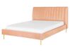 Bed fluweel perzikroze 160 x 200 cm MARVILLE_773425
