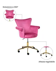 Sedia da scrivania VELENCIA Velluto Fucsia_1065149
