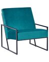 Fauteuil en velours bleu paon DELARY_934749