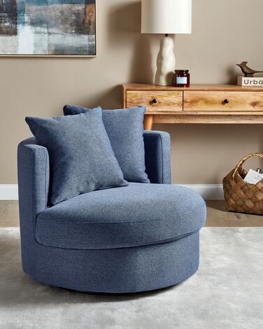 Swivel Fabric Armchair Blue DALBY