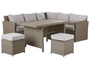 Set salotto da giardino con tavolo e pouf 5 posti BARDI con cuscini Rattan sintetico (PE) Tortora_820385