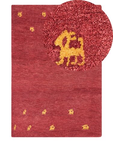 Alfombra gabbeh de lana rojo/amarillo 140 x 200 cm YARALI