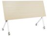 Folding Office Desk with Casters 160 x 60 cm Light Wood and White BENDI_922334