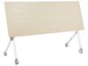 Bureau pliant 160 x 60 cm avec roulettes blanc et bois clair BENDI_922334