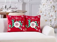Set di 2 cuscini GINGERBREAD 45 x 45 cm Cotone Rosso Modello natalizio_1175771