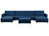 5-miestna modulárna zamatová sedacia súprava v tvare U s taburetom modrá ABERDEEN_738456
