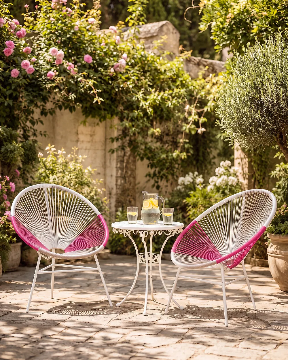 Gartenstuhl ACAPULCO Polyrattan Fuchsia