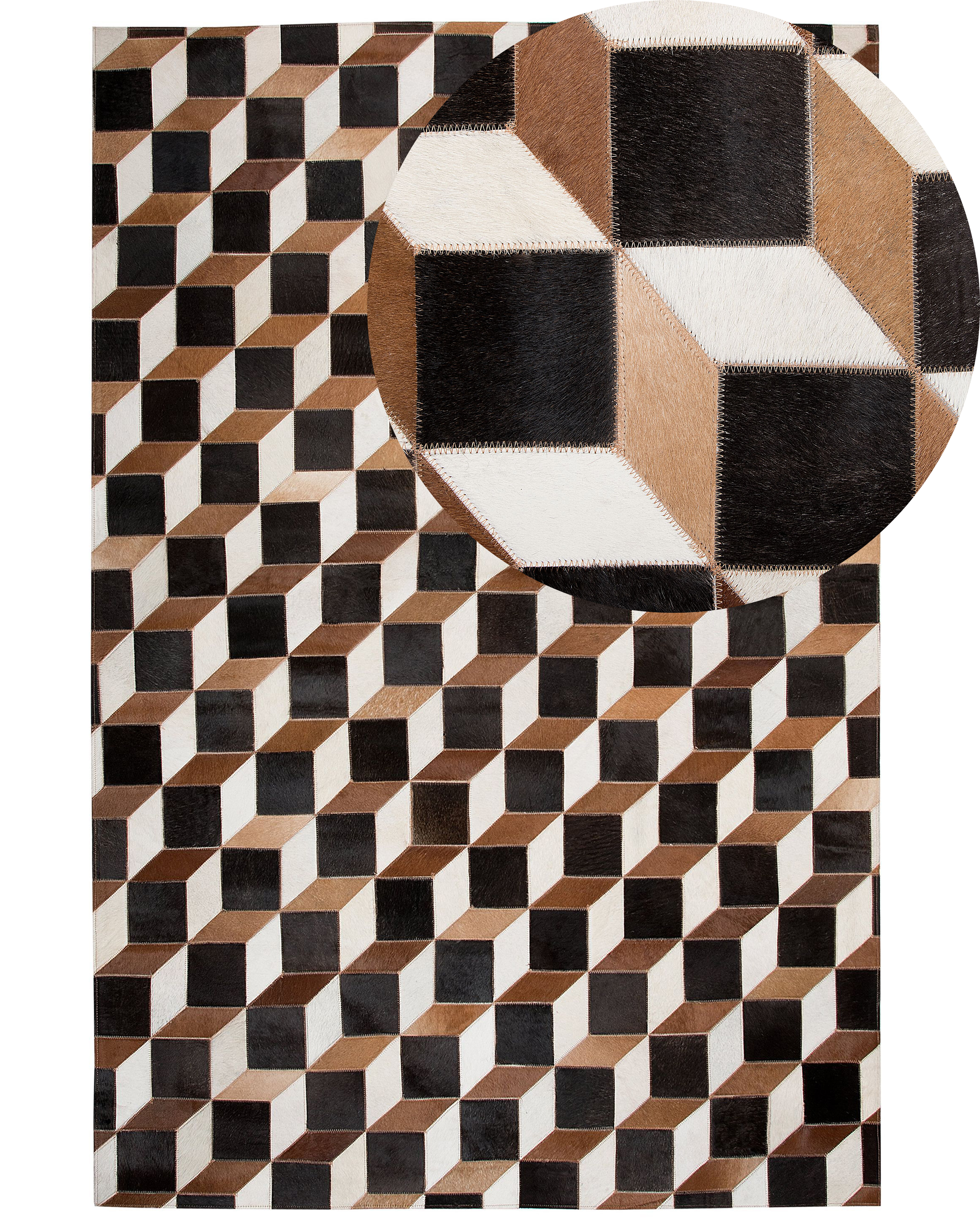 Dywan patchwork skórzany 140 x 200 cm brązowy ALPKOY_742772
