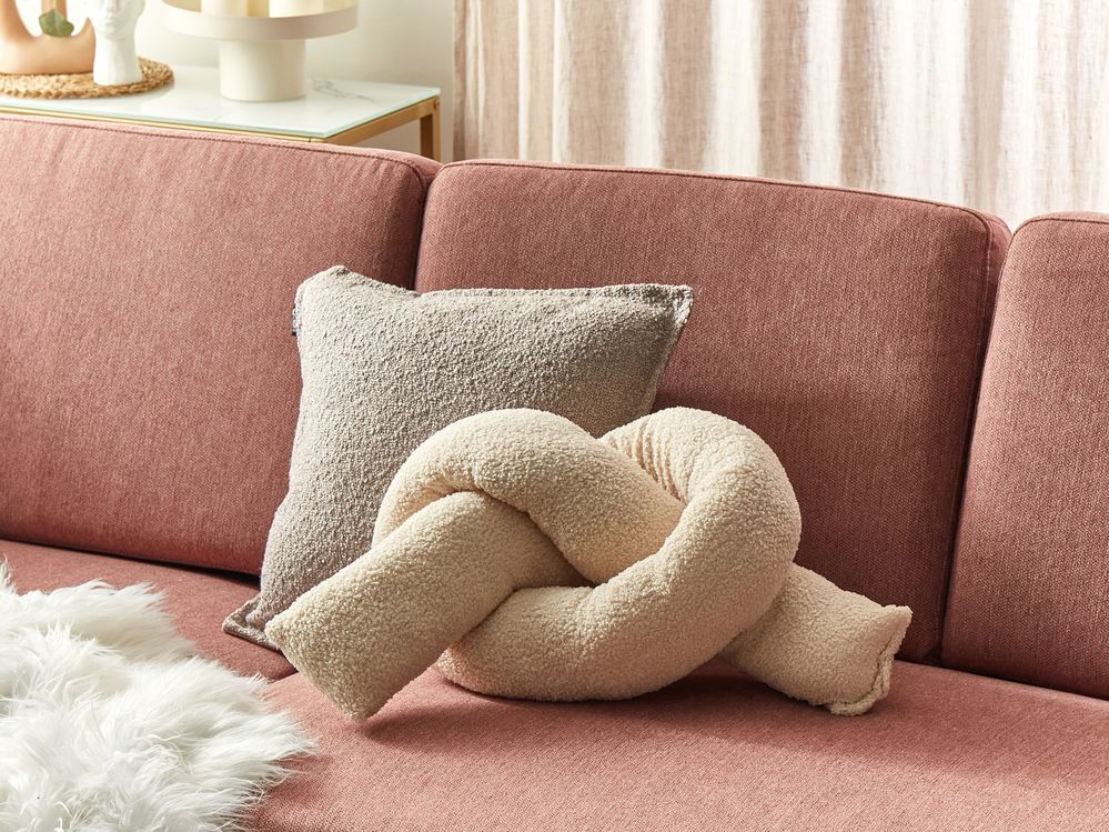 Throw Cushion GLADIOLUS 172 x 14 cm Boucle Beige Solid