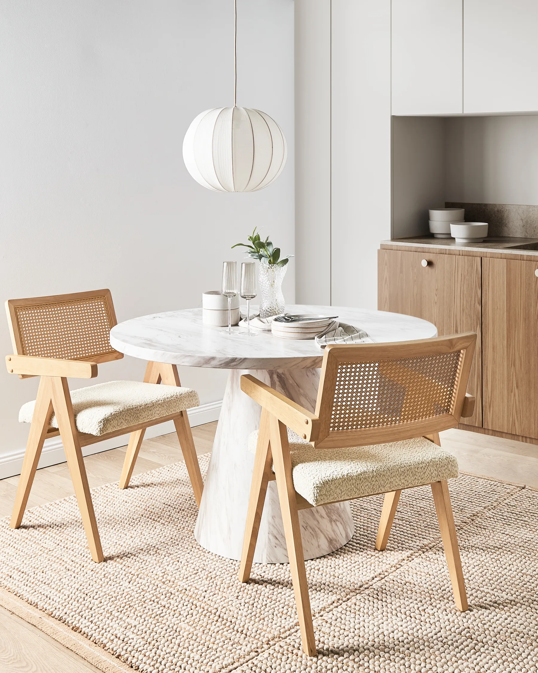 Set di 2 sedie da pranzo AVA Legno Marrone chiaro/Beige_975881