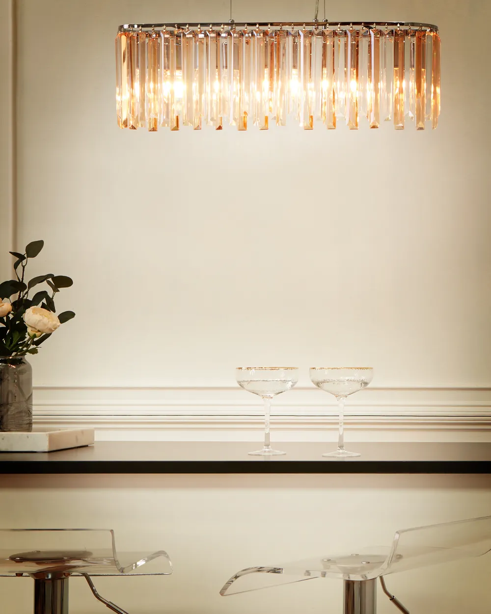 Ljuskrona MANDEO Glas Silver